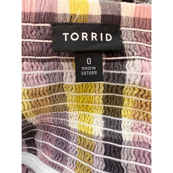 TORRID MULTI PLAID CHALLIS BUTTON FRONT MIDI DRESS SIZE 0 - Picture 5 of 10